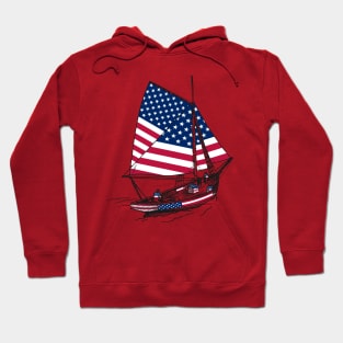 Vintage America Victorian Galleon Ship of United States Flag Celebrate United States Independence Day Hoodie